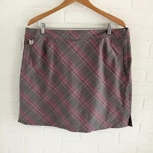 Golf America Skort Plaid Argyle Gray Pink Lime Green Sporty Cotton Stretch Sz 16